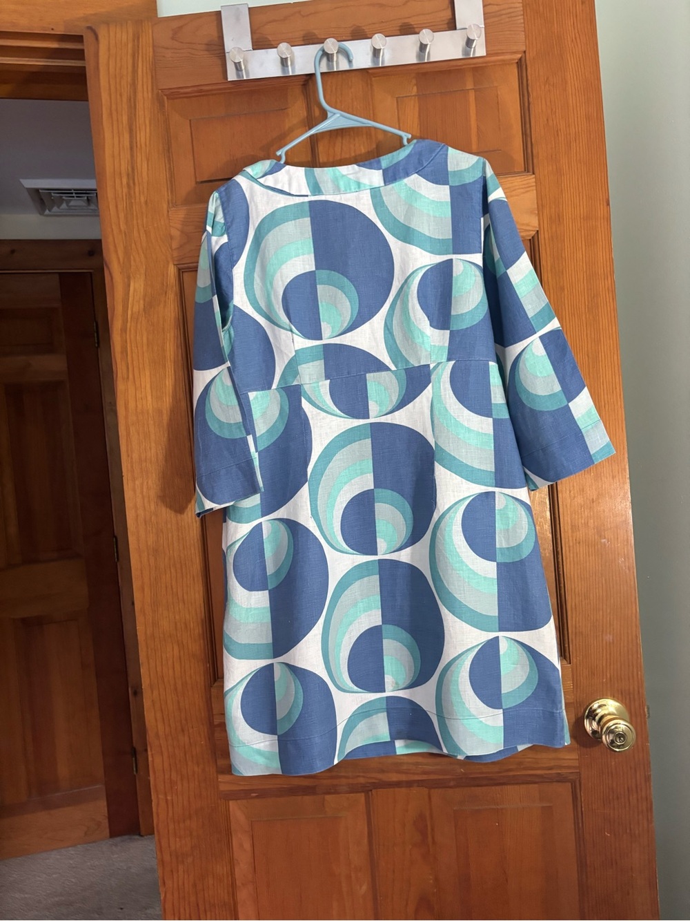 Boden Linen Blue & Aqua Geometric Dress/ Tunic - Picture 2 of 6